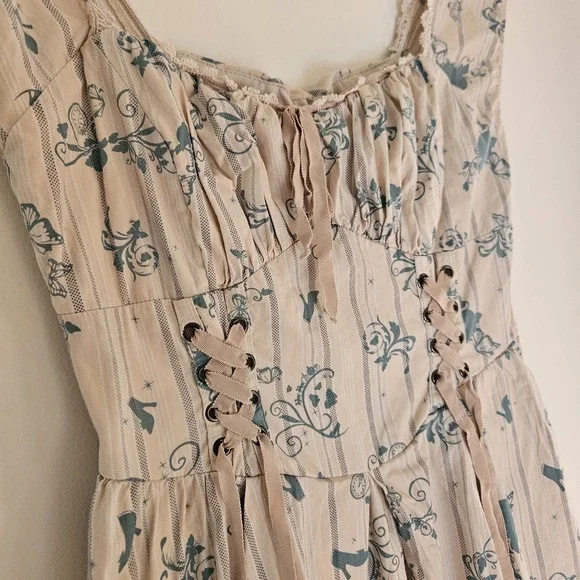 Disney Cinderella Dress Womens S Fairytale Babydoll Milkmaid Cottagecore Corset - Picture 9 of 15